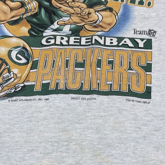 Vintage Xplosion Shirt 1995 Brett Favre Caricature In It To Win It Packers Large - Picture 3 of 16